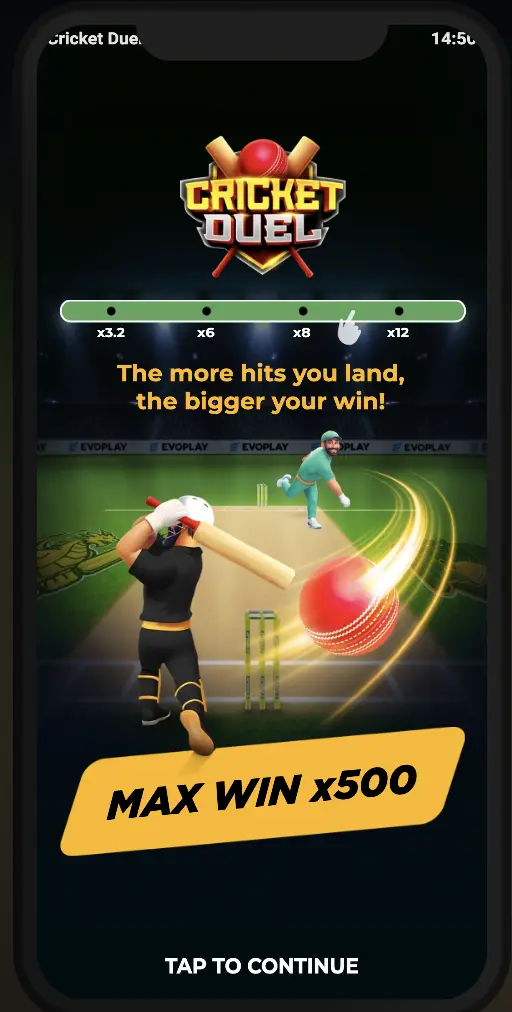 Cricket Duel mobile version on iOS device showing team selection