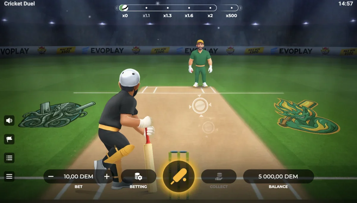 Cricket Duel multiplier at 5x level showing progress