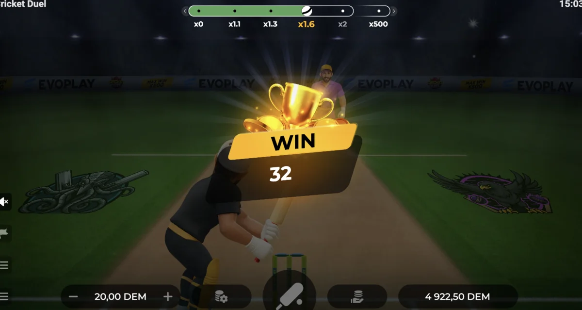 Cricket Duel cumulative bonus system showing progress bar and multipliers